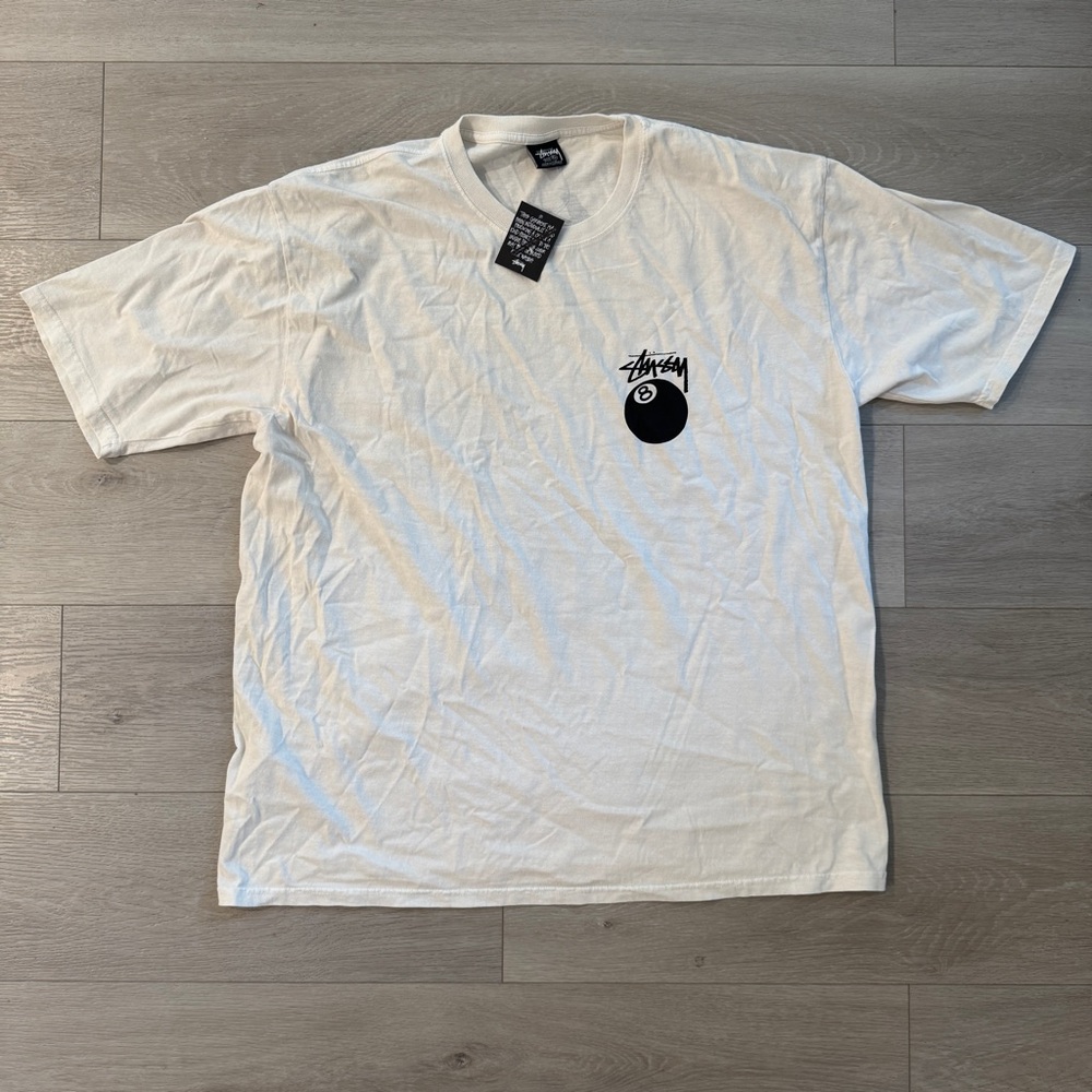 Stussy 8 Ball Off White T-Shirt Shirt Tee Men Unisex Short Sleeve Top Sz. XL
